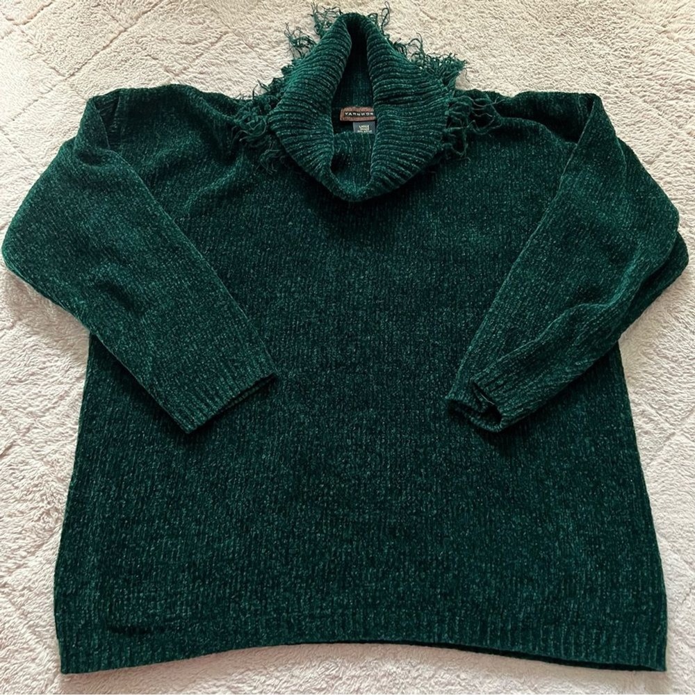 Vintage Yarnworks Acrylic Knit Turtleneck Sweater Preppy Minimalist Grandma Sz L